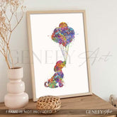 Beagle and Balloons Watercolour Print - Genefy Art