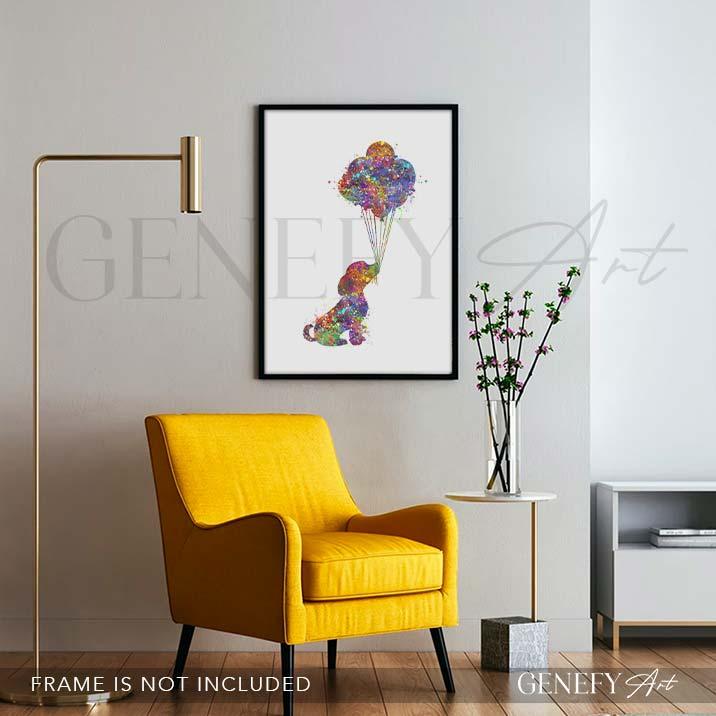 Beagle and Balloons Watercolour Print - Genefy Art