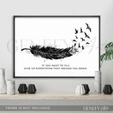 Birds Feather Motivational Quote Watercolour Print - Genefy Art