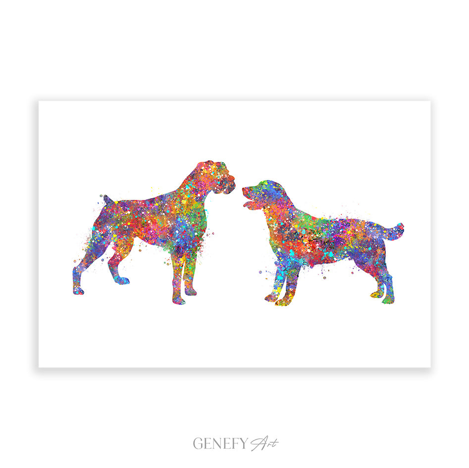Boxer and Labrador Watercolour Print