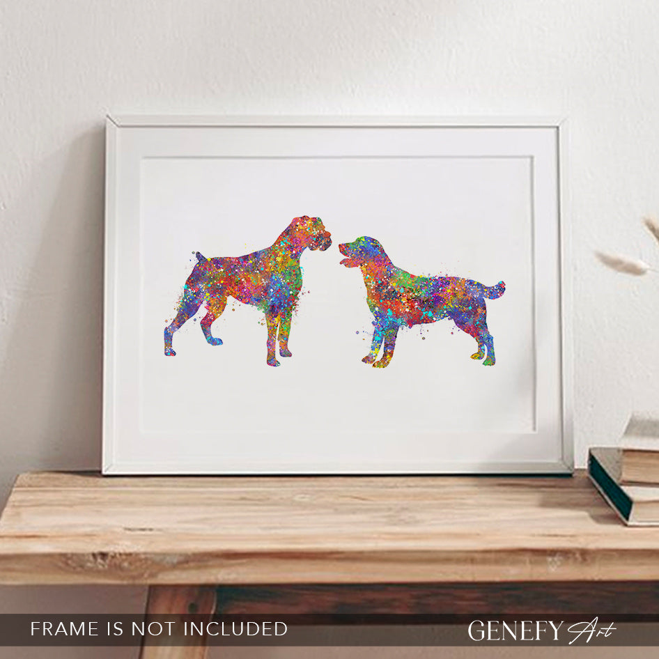 Boxer and Labrador Watercolour Print