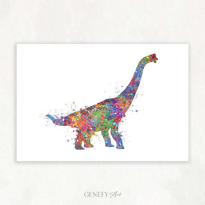 Dinosaur Brachiosaurus Watercolour Print