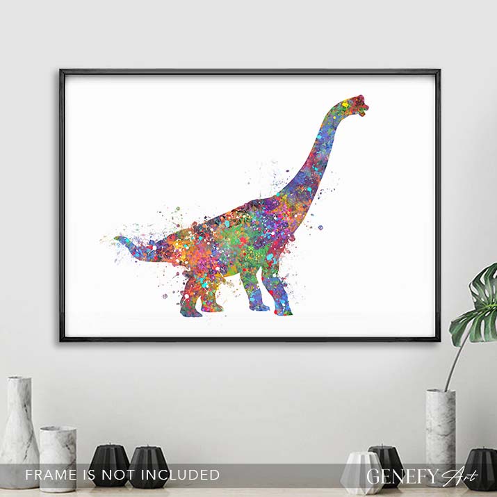 Dinosaur Brachiosaurus Watercolour Print