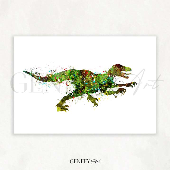Dinosaur Raptor Watercolour Print