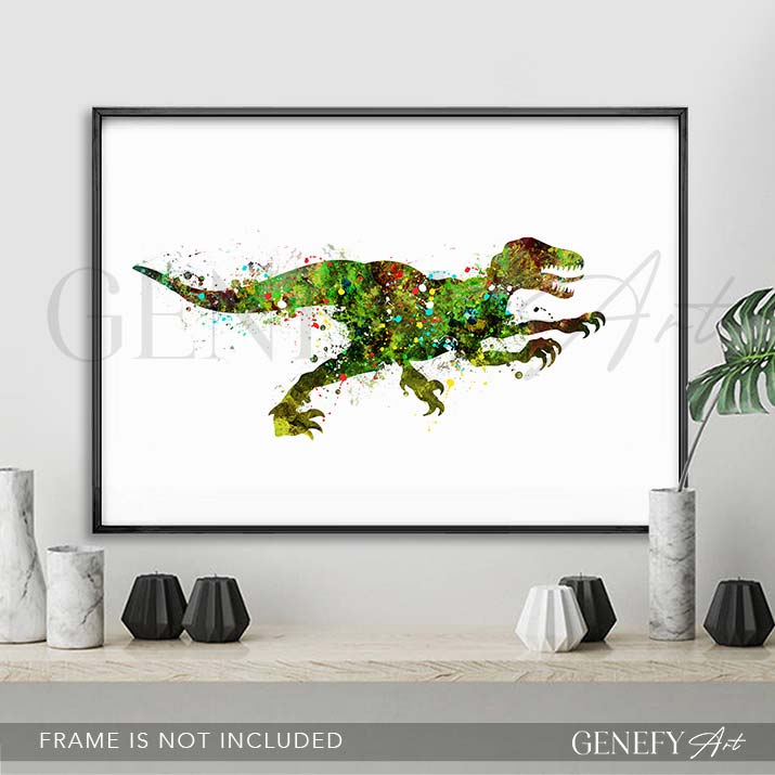 Dinosaur Raptor Watercolour Print