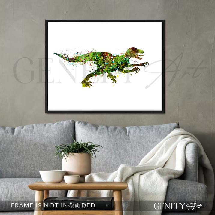 Dinosaur Raptor Watercolour Print