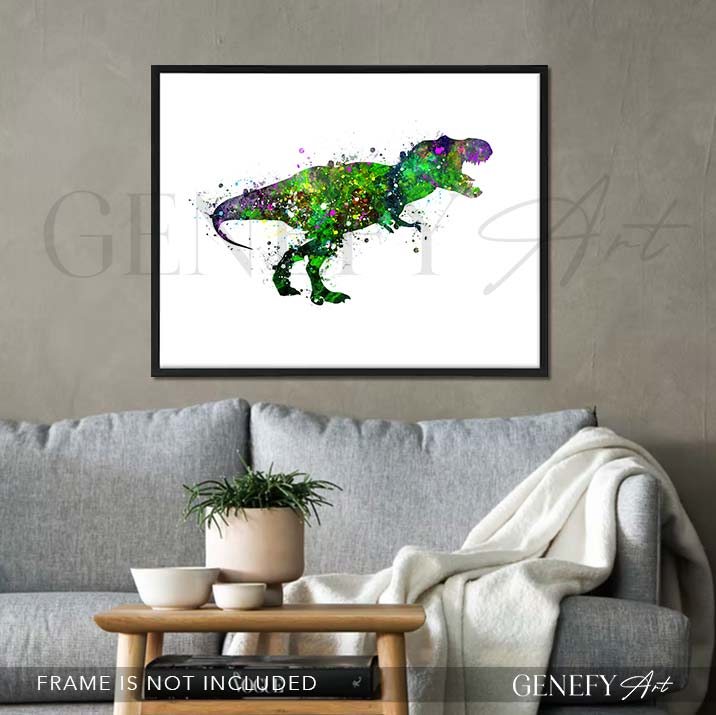 Dinosaur Tyrannosaurus T-Rex Watercolour Print - Genefy Art