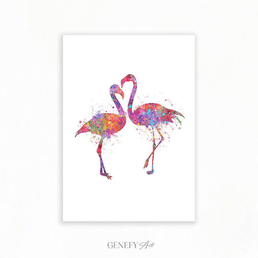 Flamingo Couple Watercolour Print