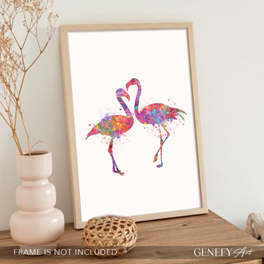 Flamingo Couple Watercolour Print