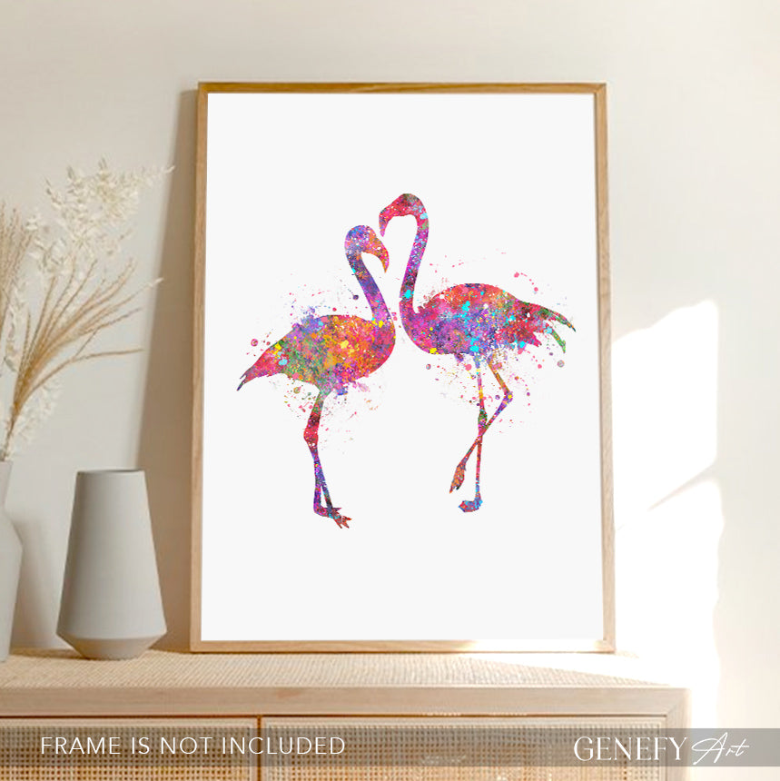 Flamingo Couple Watercolour Print