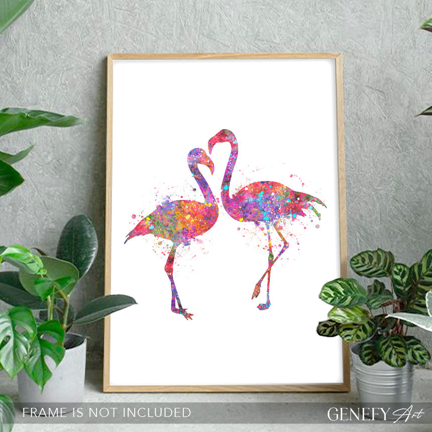 Flamingo Couple Watercolour Print