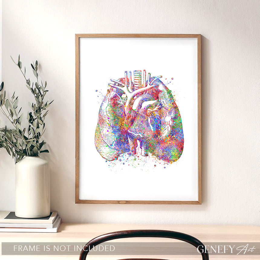 Lungs and Heart Anatomy Art Print