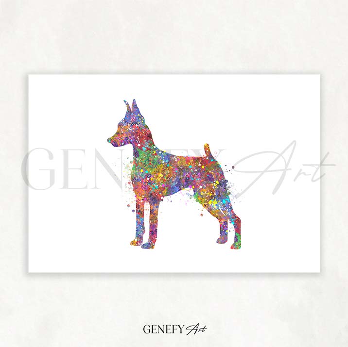 Miniature Pinscher Watercolour Print - Genefy Art