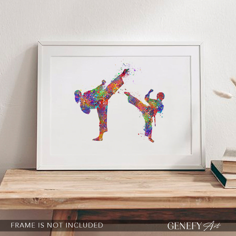 Taekwondo Mother and Son Watercolour Print