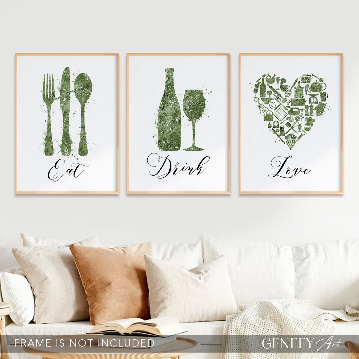 Sage Green Kitchen Watercolour Print Set of 3