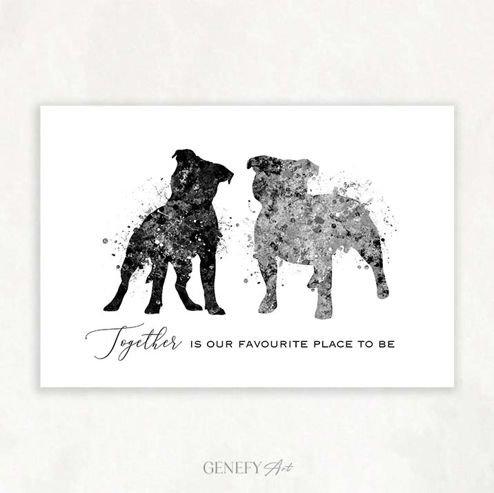Staffordshire Bull Terrier Love Quote Watercolour Print