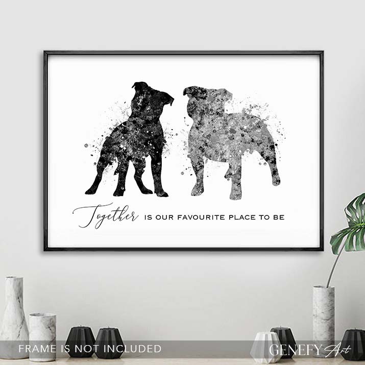 Staffordshire Bull Terrier Love Quote Watercolour Print