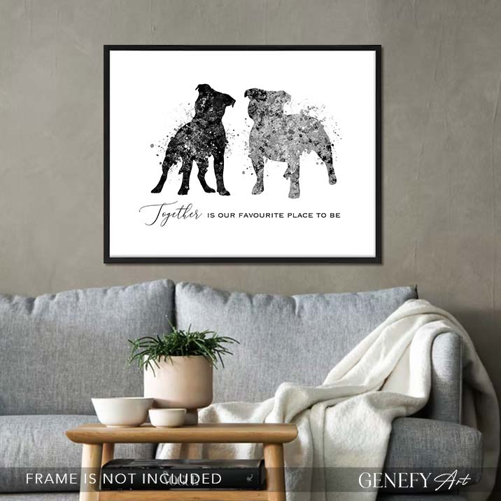 Staffordshire Bull Terrier Love Quote Watercolour Print