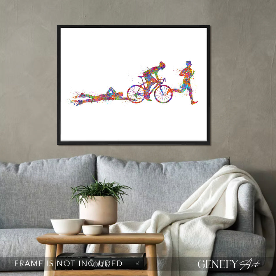 Triathlon Watercolour Art Print - Genefy Art