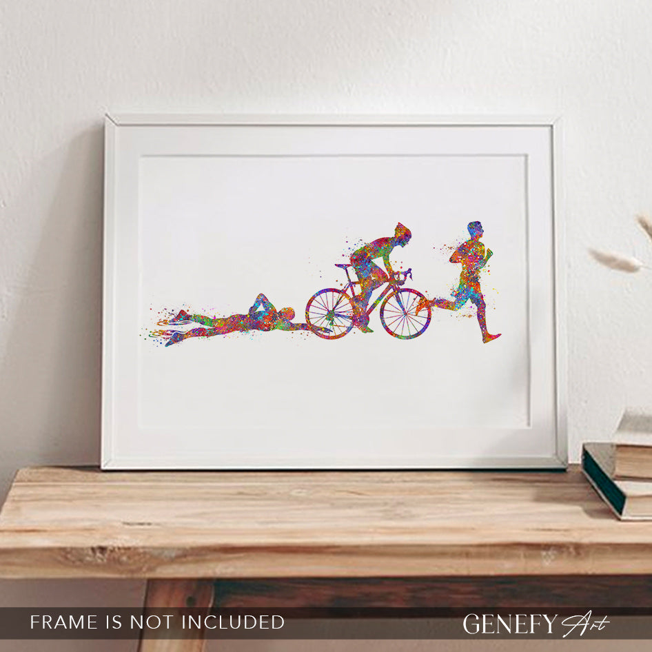Triathlon Watercolour Art Print - Genefy Art
