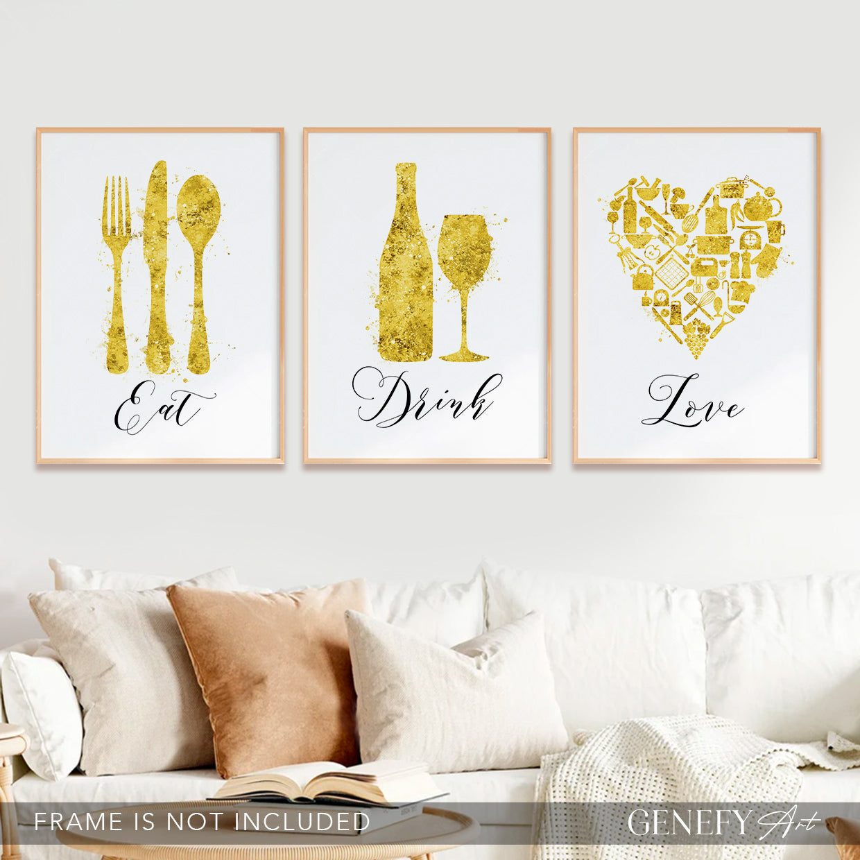 Yellow Kitchen Wall Art - Set of 3 Prints