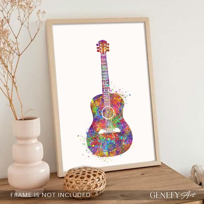 Acoustic Guitar Watercolour Art - Genefy Art