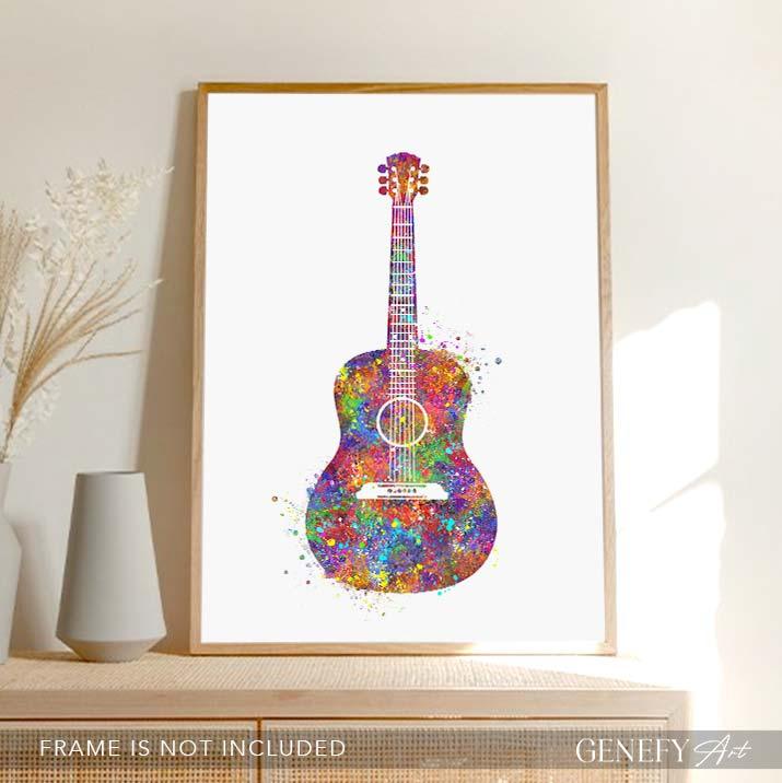 Acoustic Guitar Watercolour Art - Genefy Art