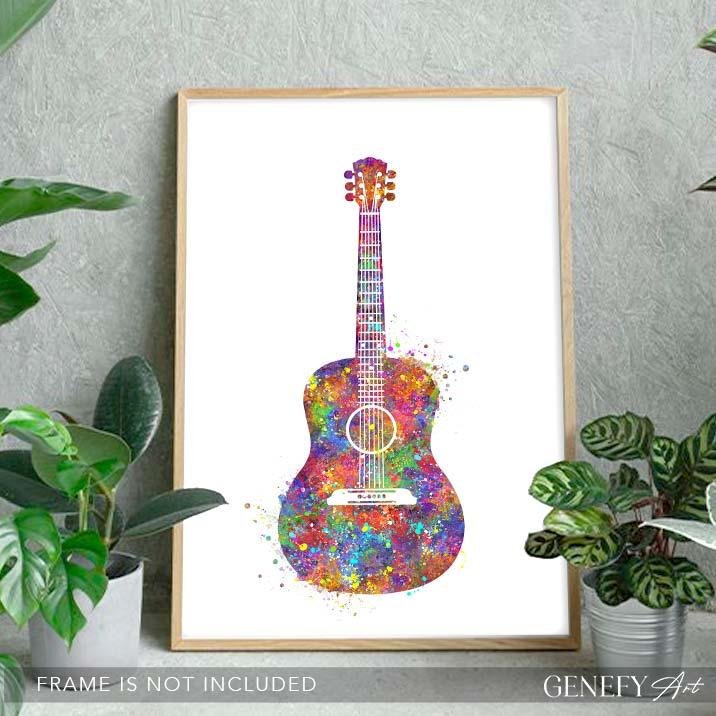 Acoustic Guitar Watercolour Art - Genefy Art