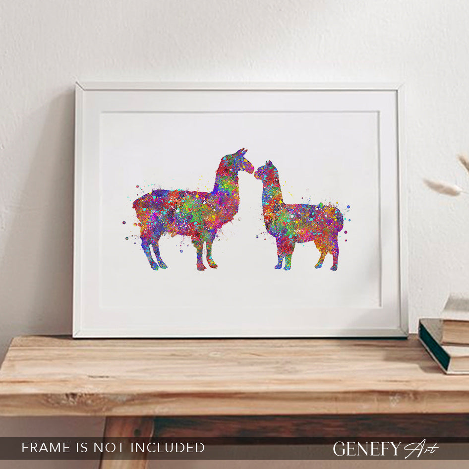 Alpaca Couple Watercolour Print