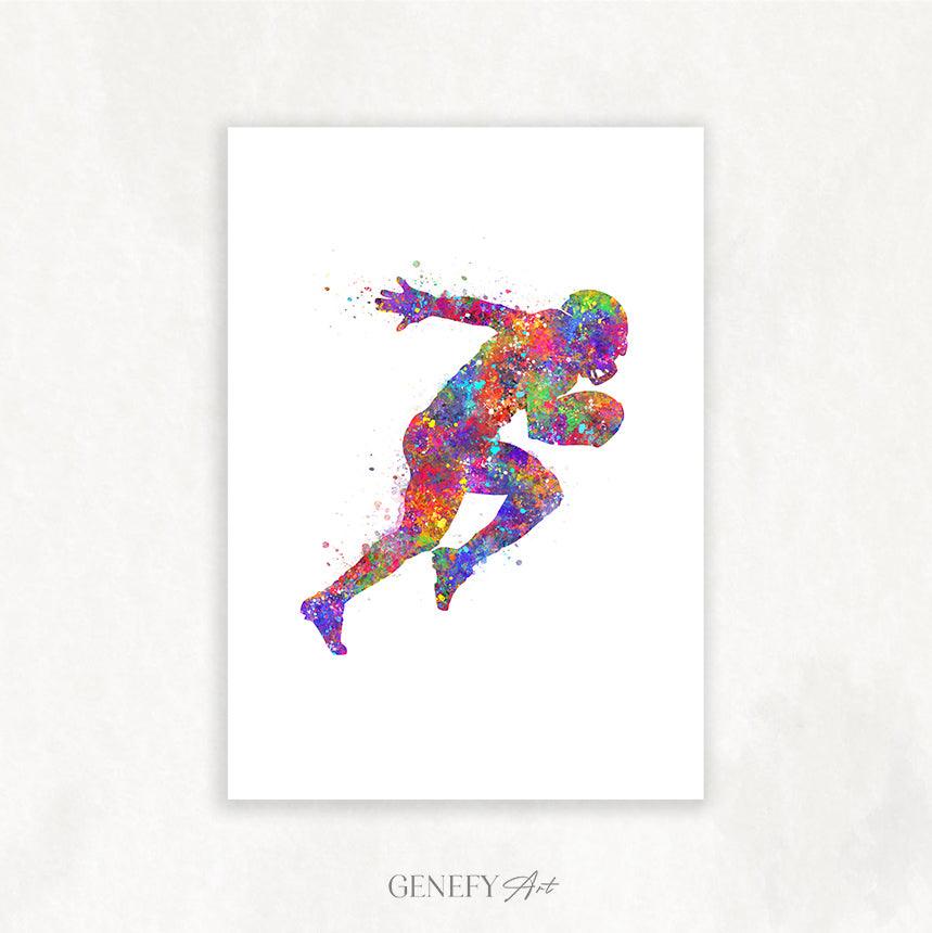 American Football Watercolour Print - Genefy Art