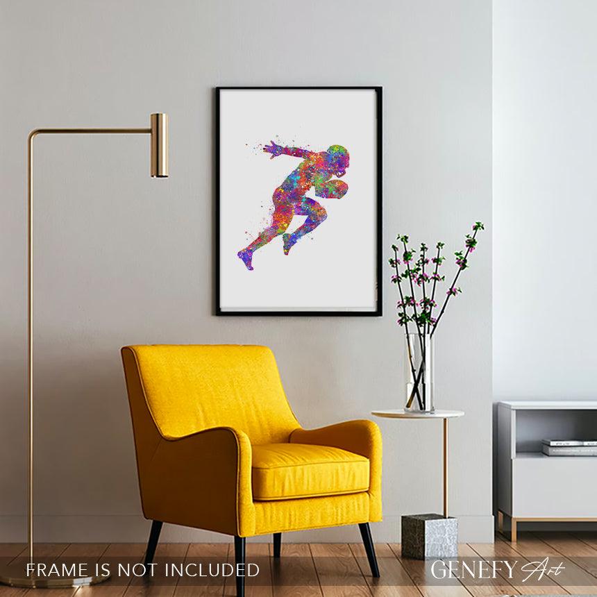 American Football Watercolour Print - Genefy Art
