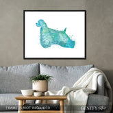 American Cocker Spaniel Teal Watercolour Print Genefy Art