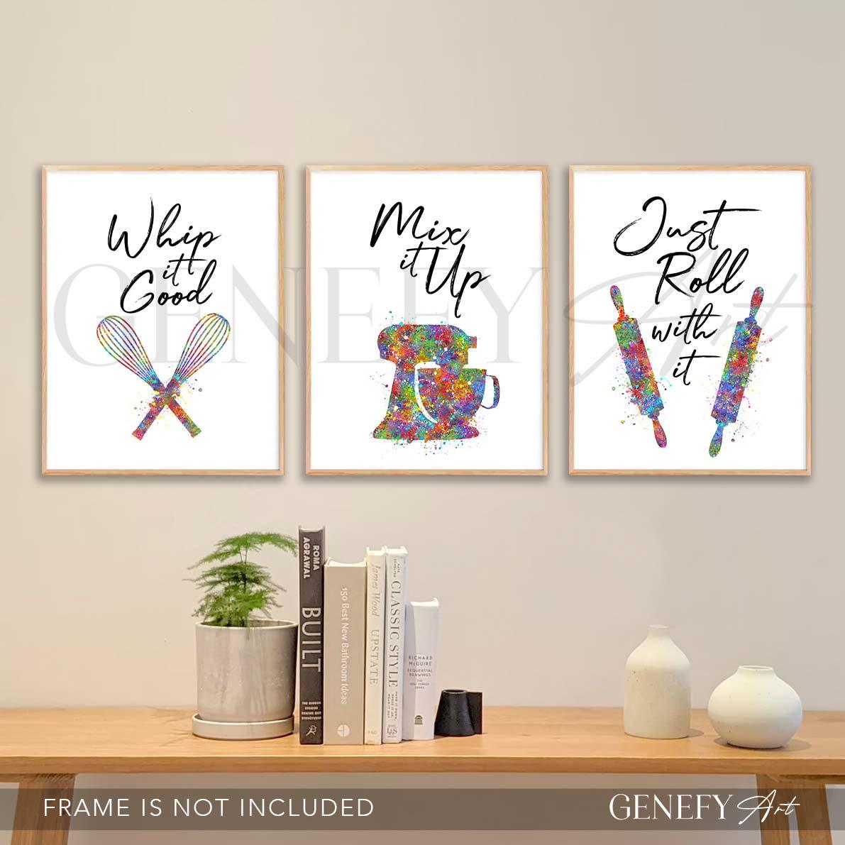 Baking Quote Watercolour Print Set of 3 - Genefy Art