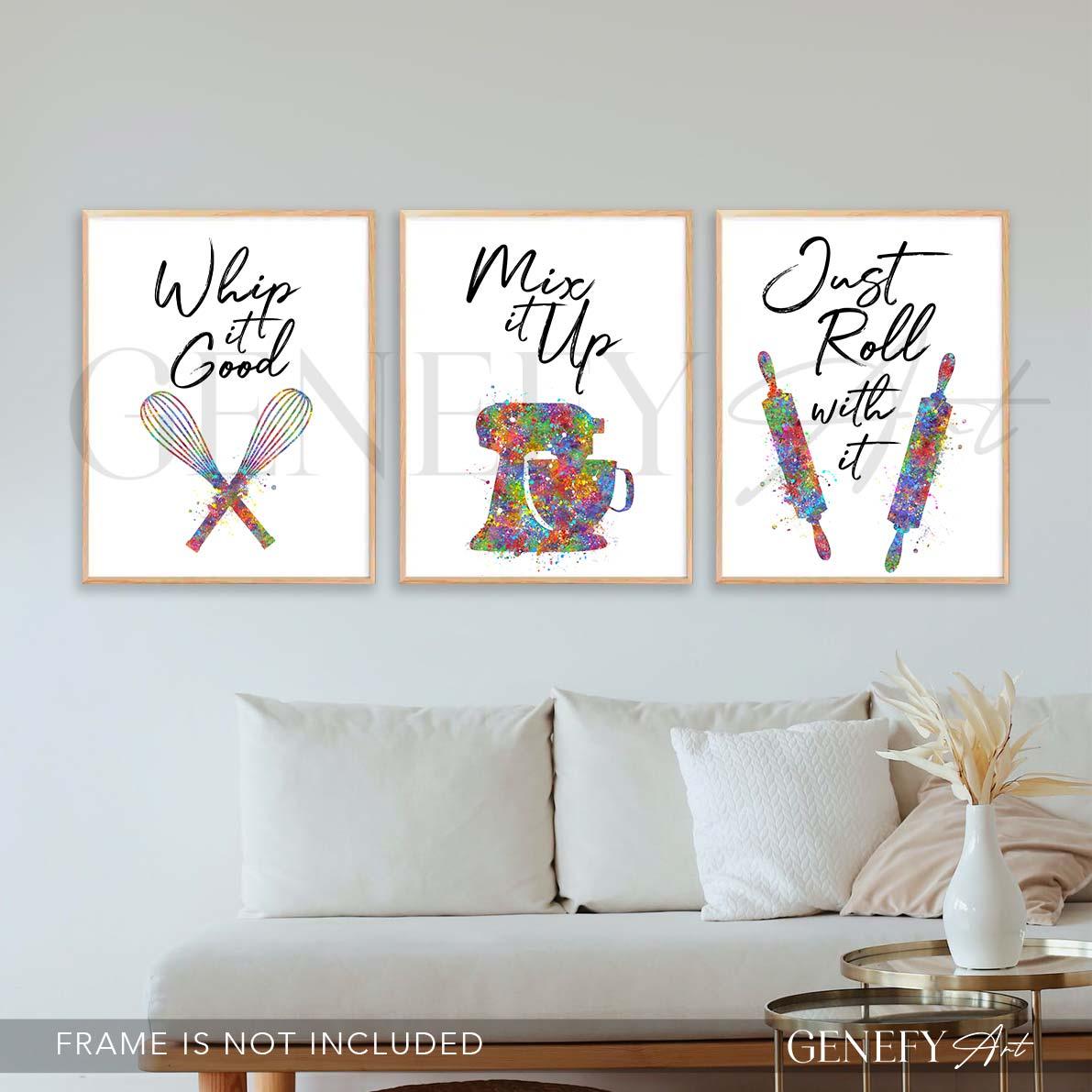 Baking Quote Watercolour Print Set of 3 - Genefy Art