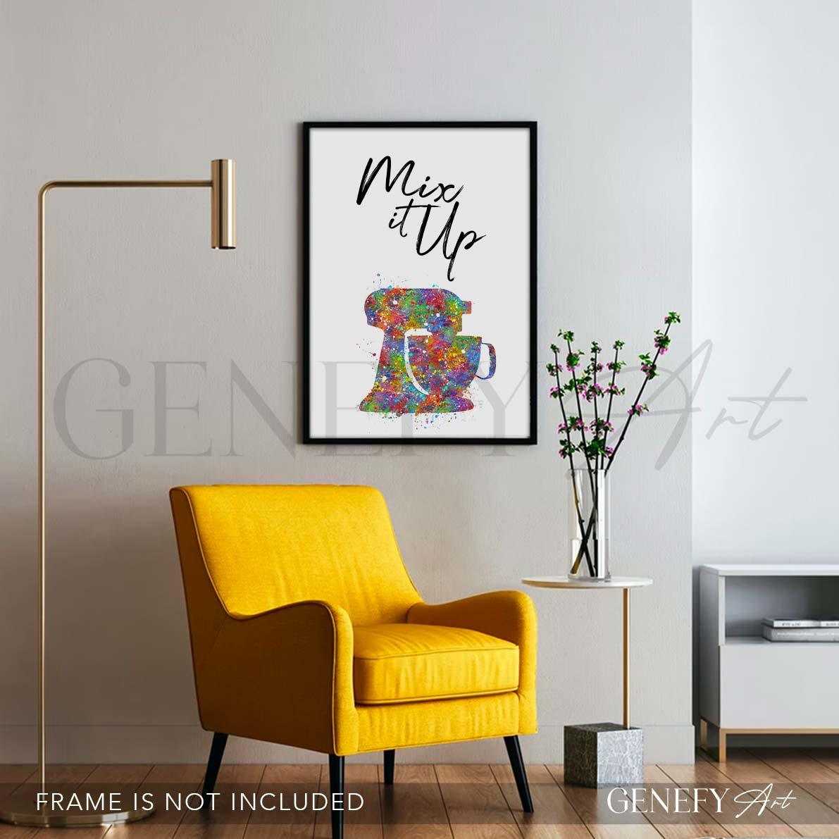 Baking Quote Watercolour Print - Mix It Up - Genefy Art