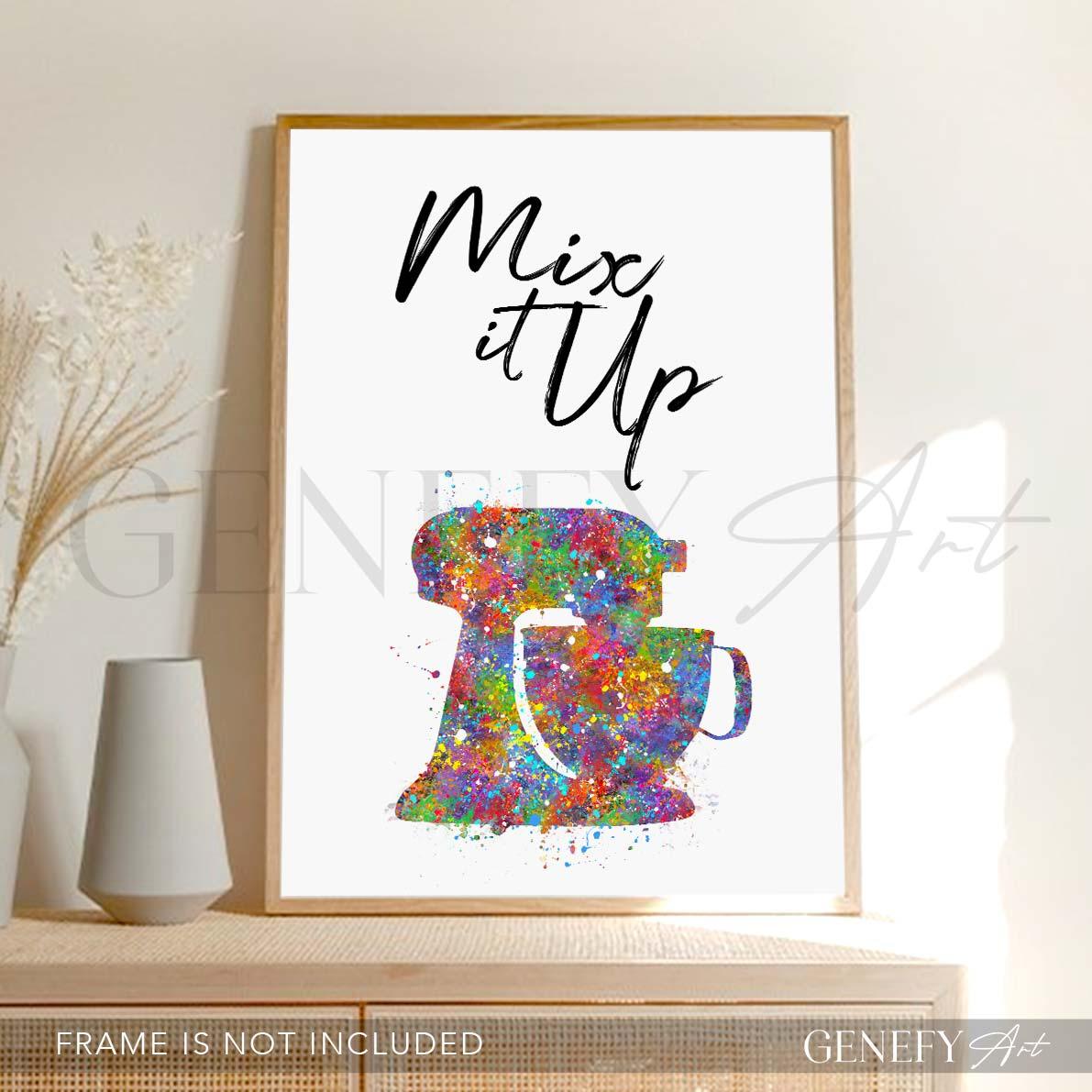 Baking Quote Watercolour Print - Mix It Up - Genefy Art
