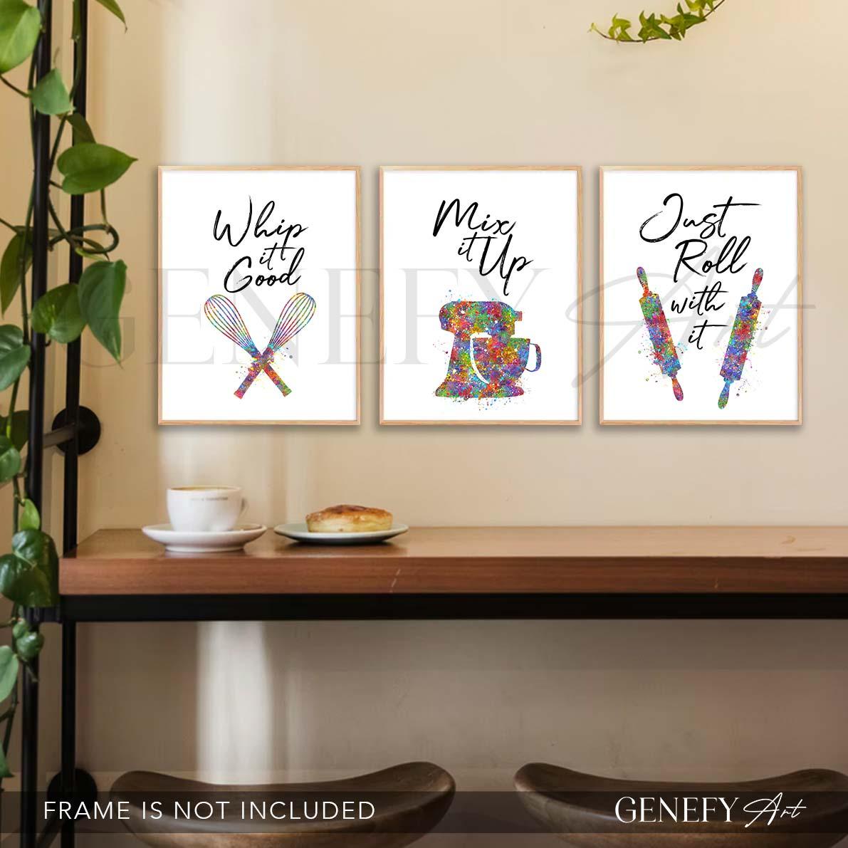 Baking Quote Watercolour Print Set of 3 - Genefy Art