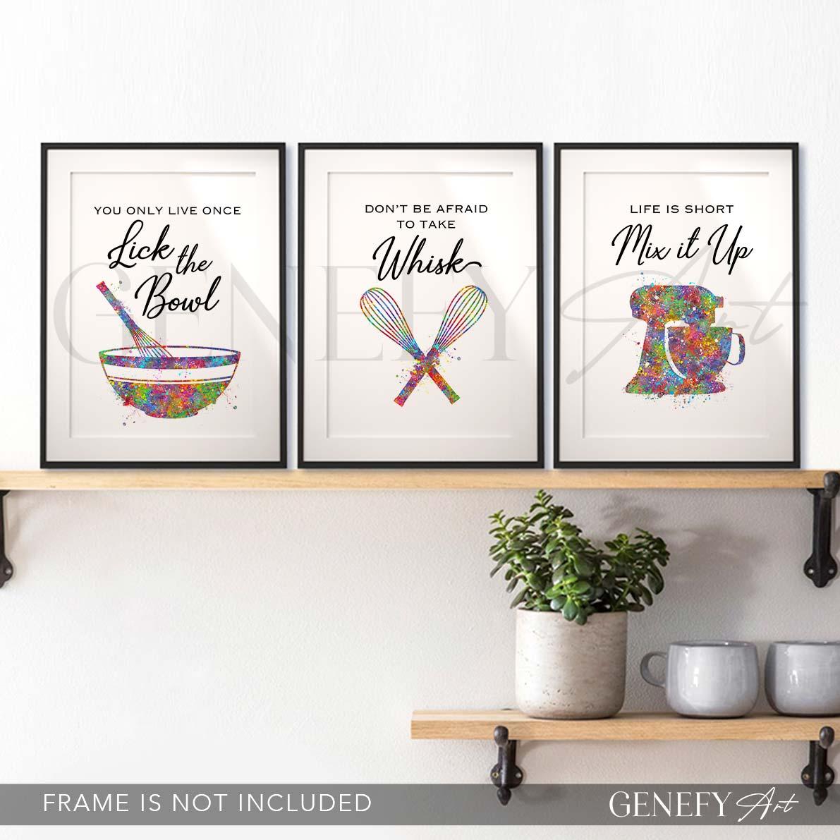 Baking Quote Watercolour Print Set of 3 - Genefy Art