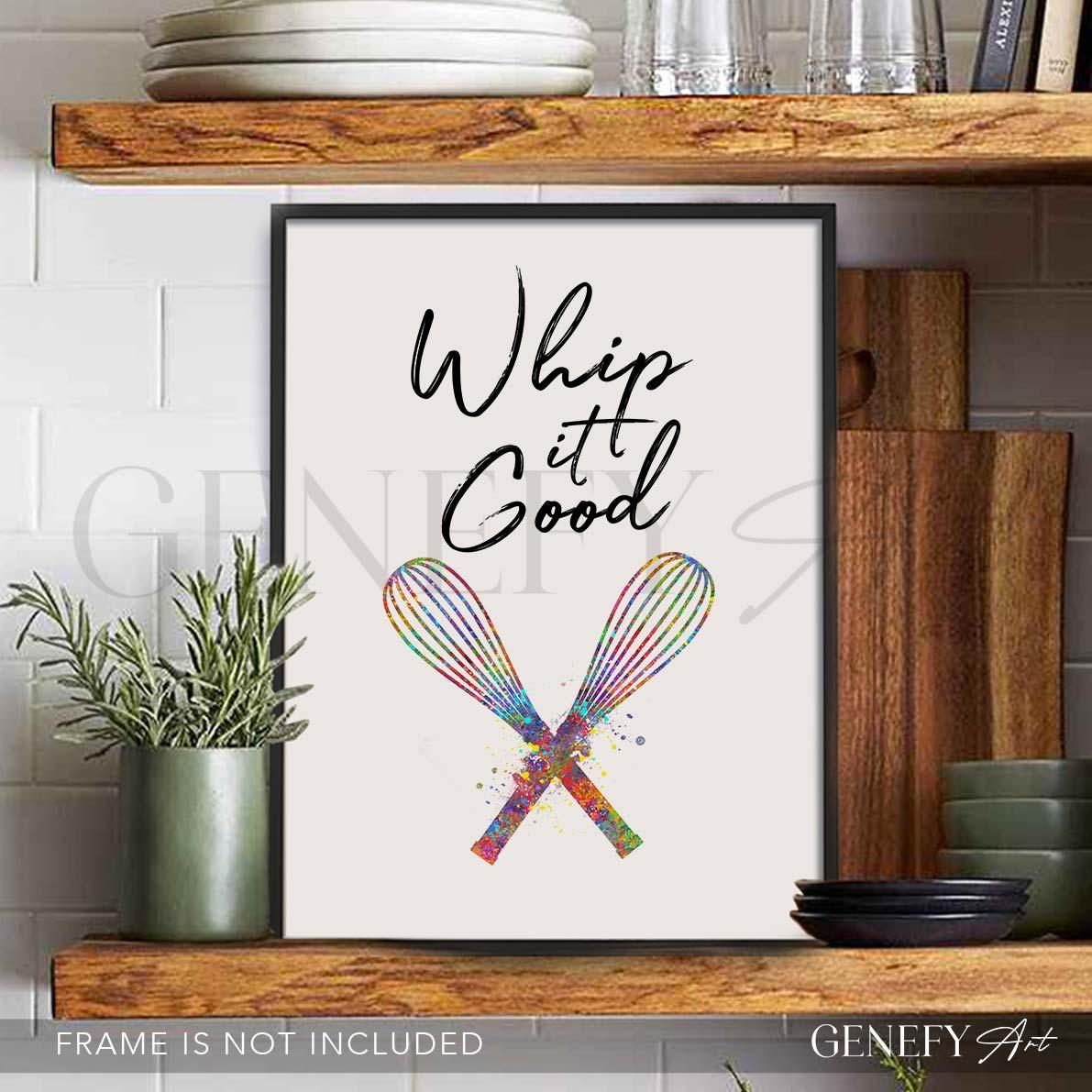 Baking Quote Watercolour Print - Whip It Good - Genefy Art