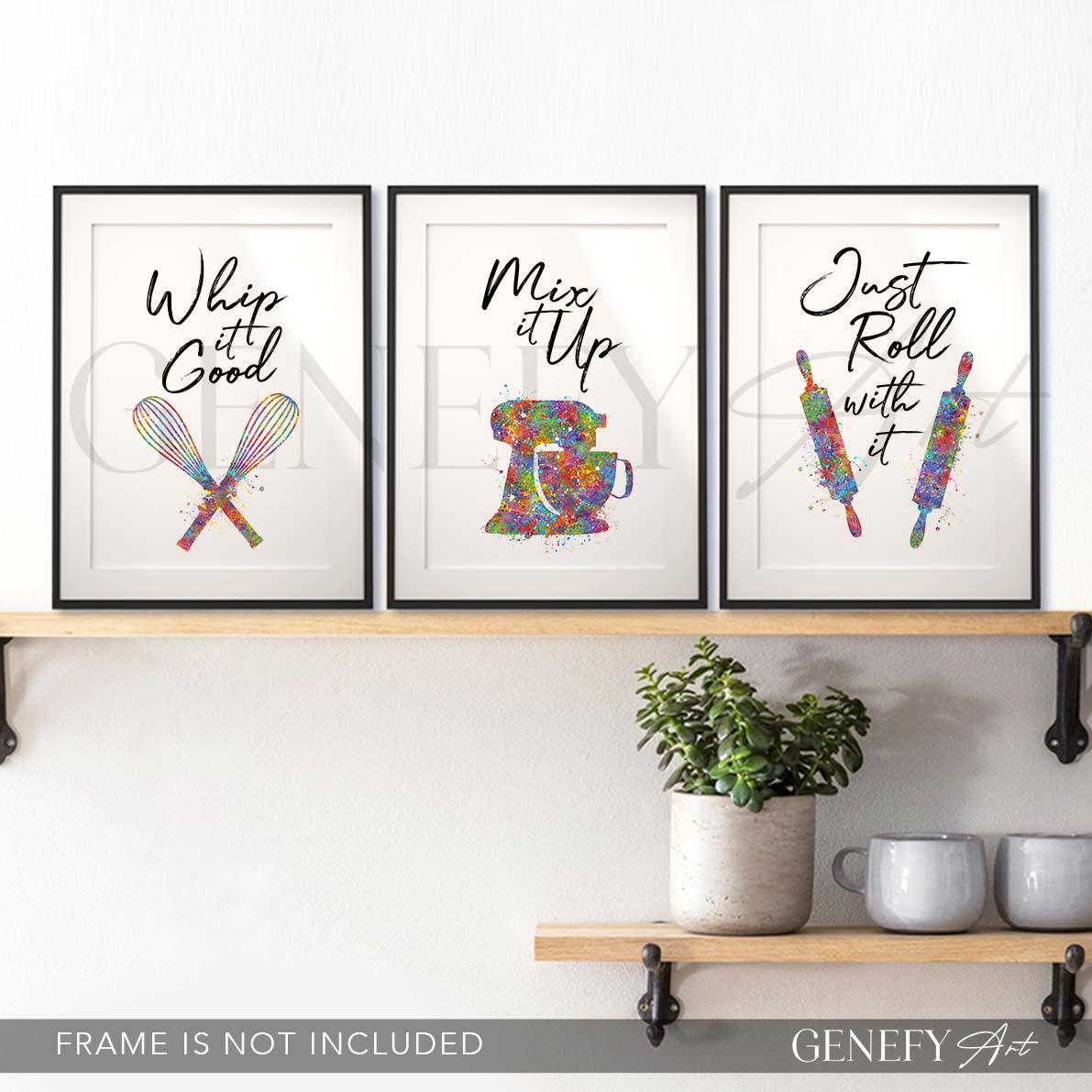 Baking Quote Watercolour Print Set of 3 - Genefy Art