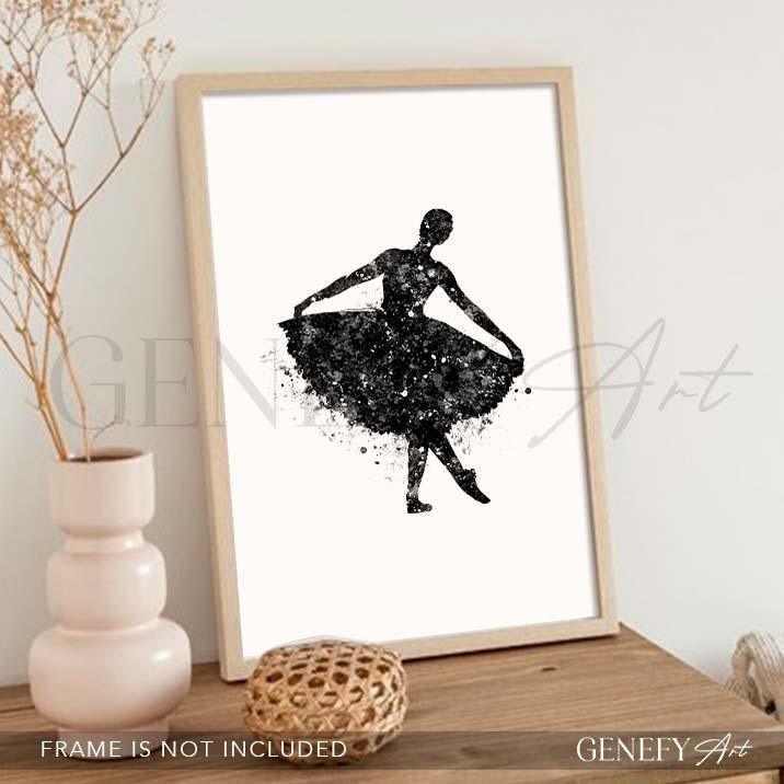 Ballerina Black and White Watercolour Print - Genefy Art