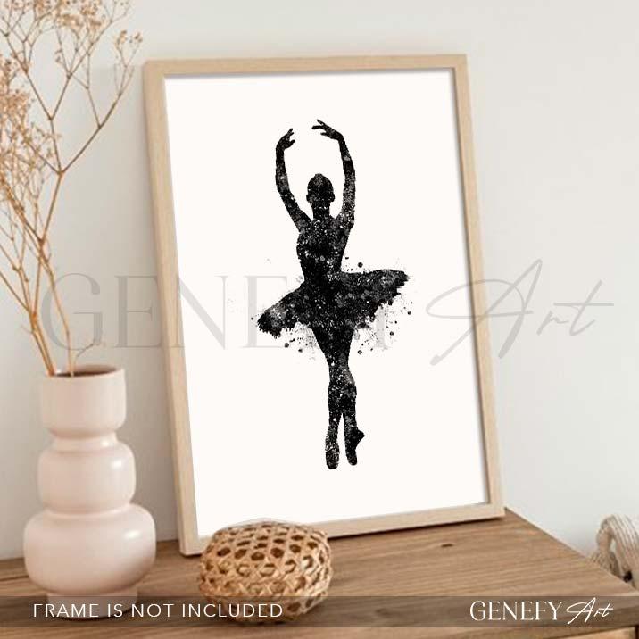 Ballerina Black and White Watercolour Print - Genefy Art