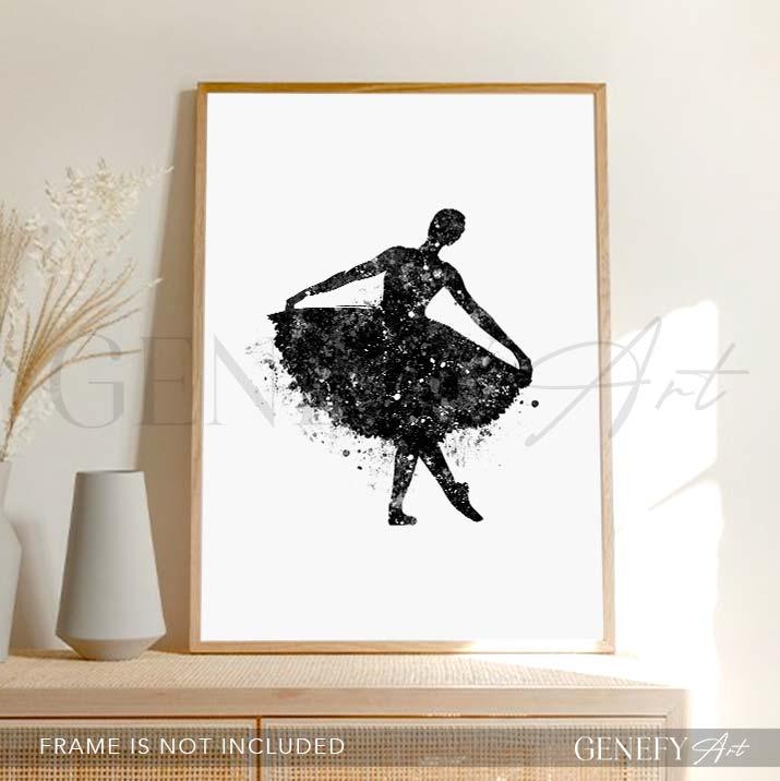 Ballerina Black and White Watercolour Print - Genefy Art