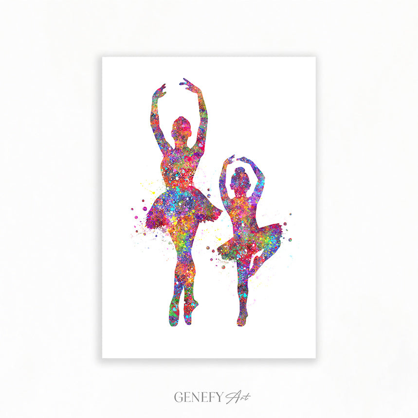 Ballerina Mother and Daughter Watercolour Print