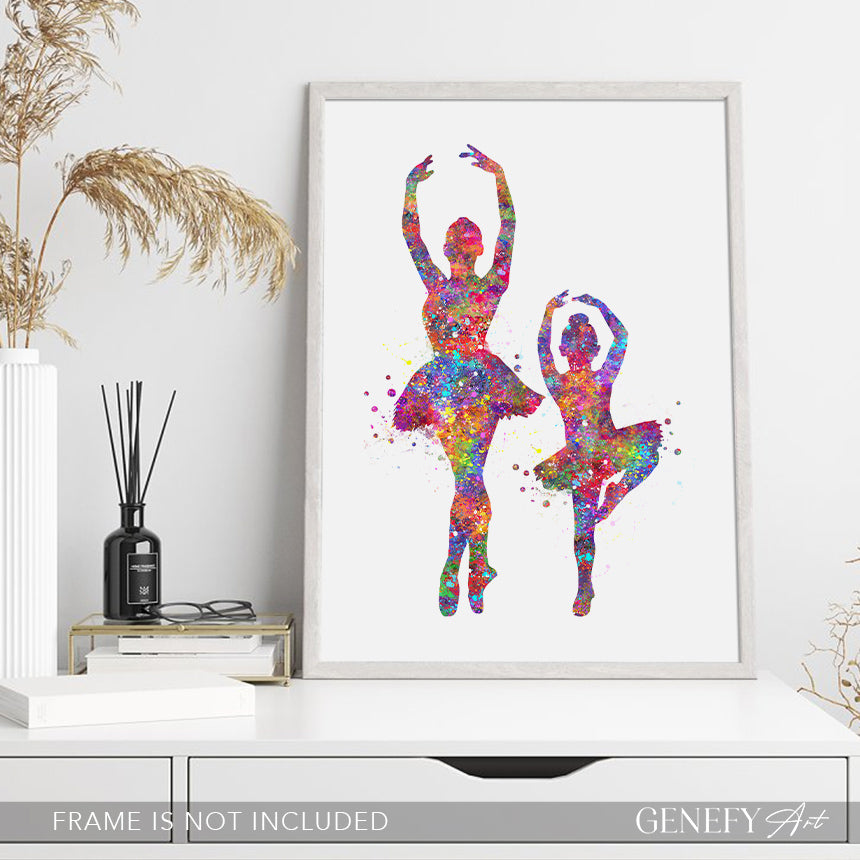 Ballerina Mother and Daughter Watercolour Print