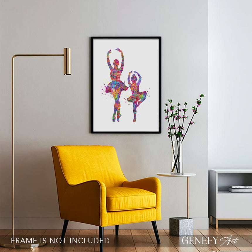Ballerina Mother and Daughter Watercolour Print