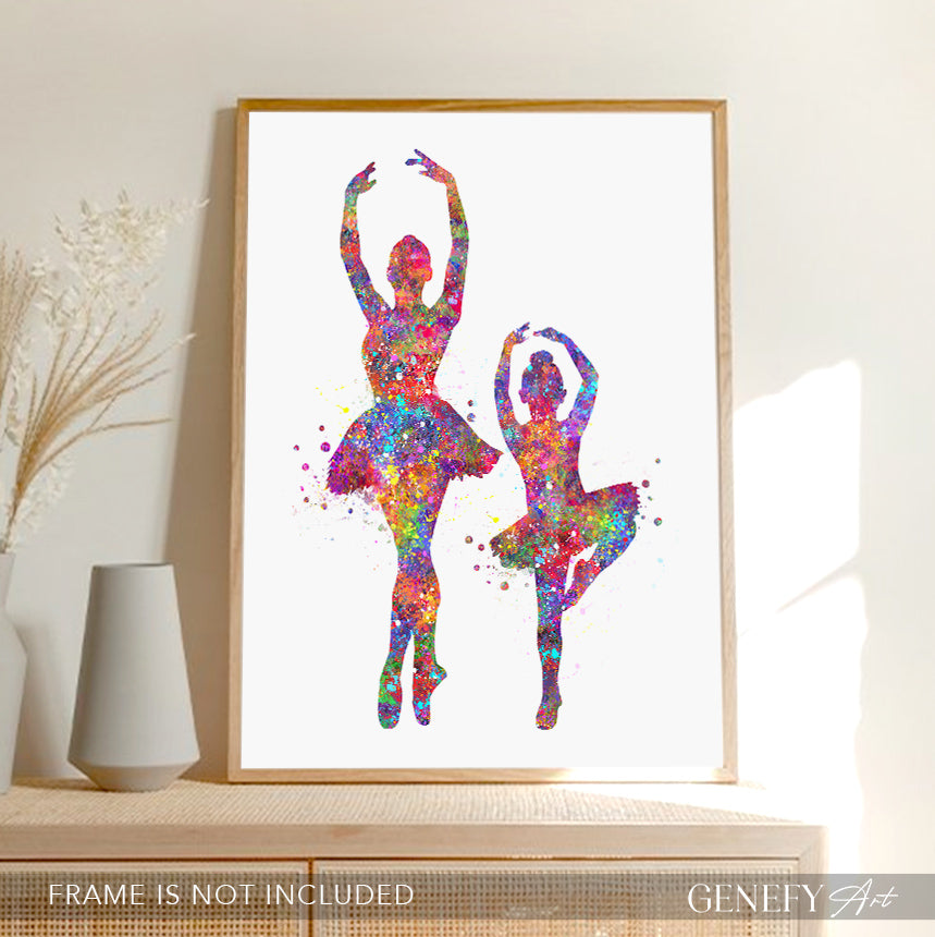 Ballerina Mother and Daughter Watercolour Print
