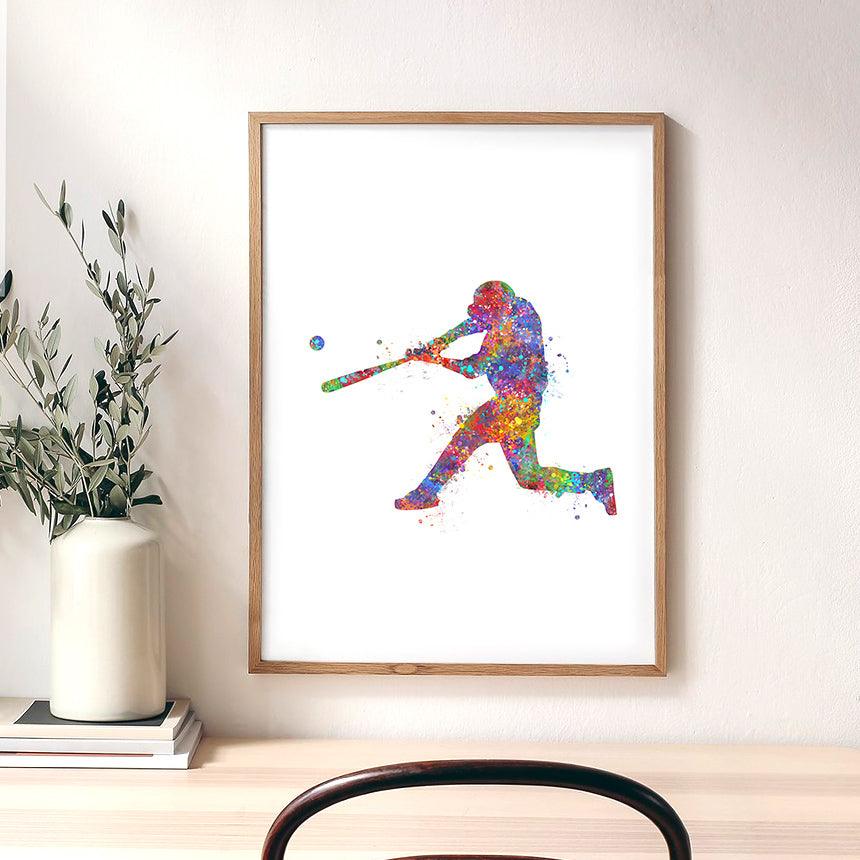 Baseball Player Watercolour Print - Genefy Art