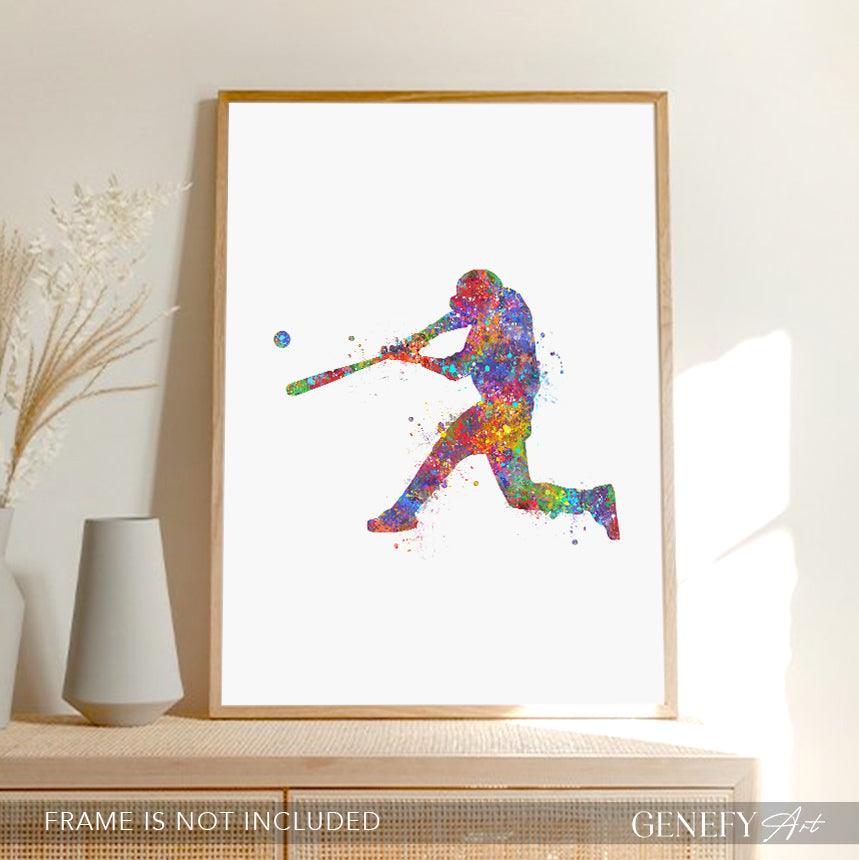 Baseball Player Watercolour Print - Genefy Art