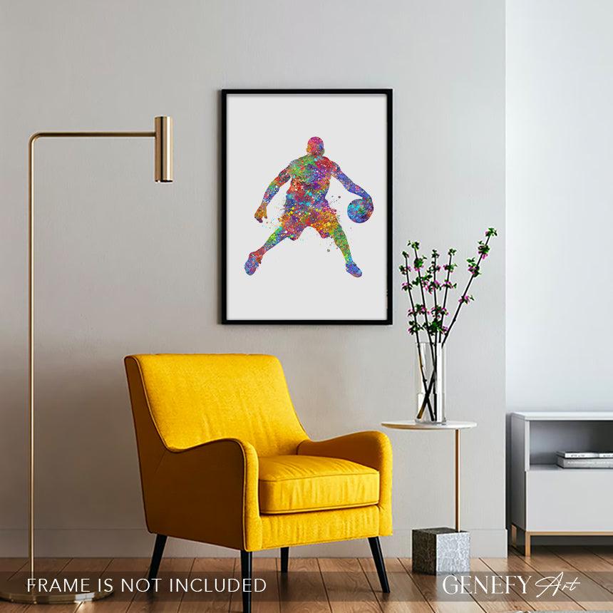 Basketball Player Watercolour Art Print - Genefy Art